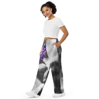 Image 3 of Black Watercolor and Colorful Goat Head All-over print unisex wide-leg pants