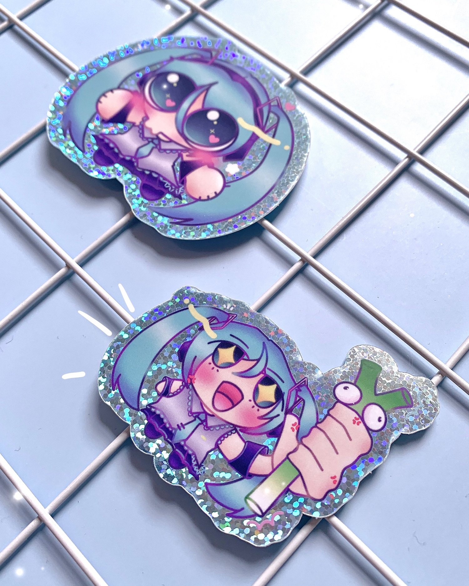 Image of Cursed Miku | Acrylic Charm & Glitter Stickers