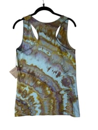 Image 8 of L Ladies Racerback Tank in Earthy Gold Ice Dye