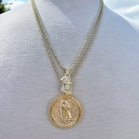 Image 1 of 2 chain combo Men’s necklace/pendant 3mm pvd plated Jesus Two sided coin pendant  