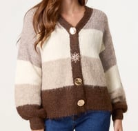 Image 1 of BLOCK STRIPE KNIT CARDIGAN
