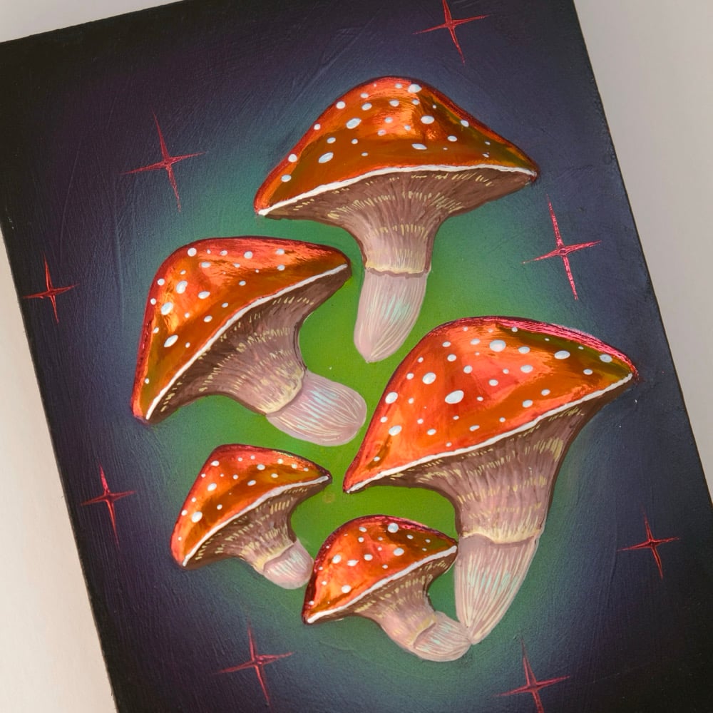 Image of 🍄 RED MUSHROOM ✧ Original 3D Mixed Media Painting