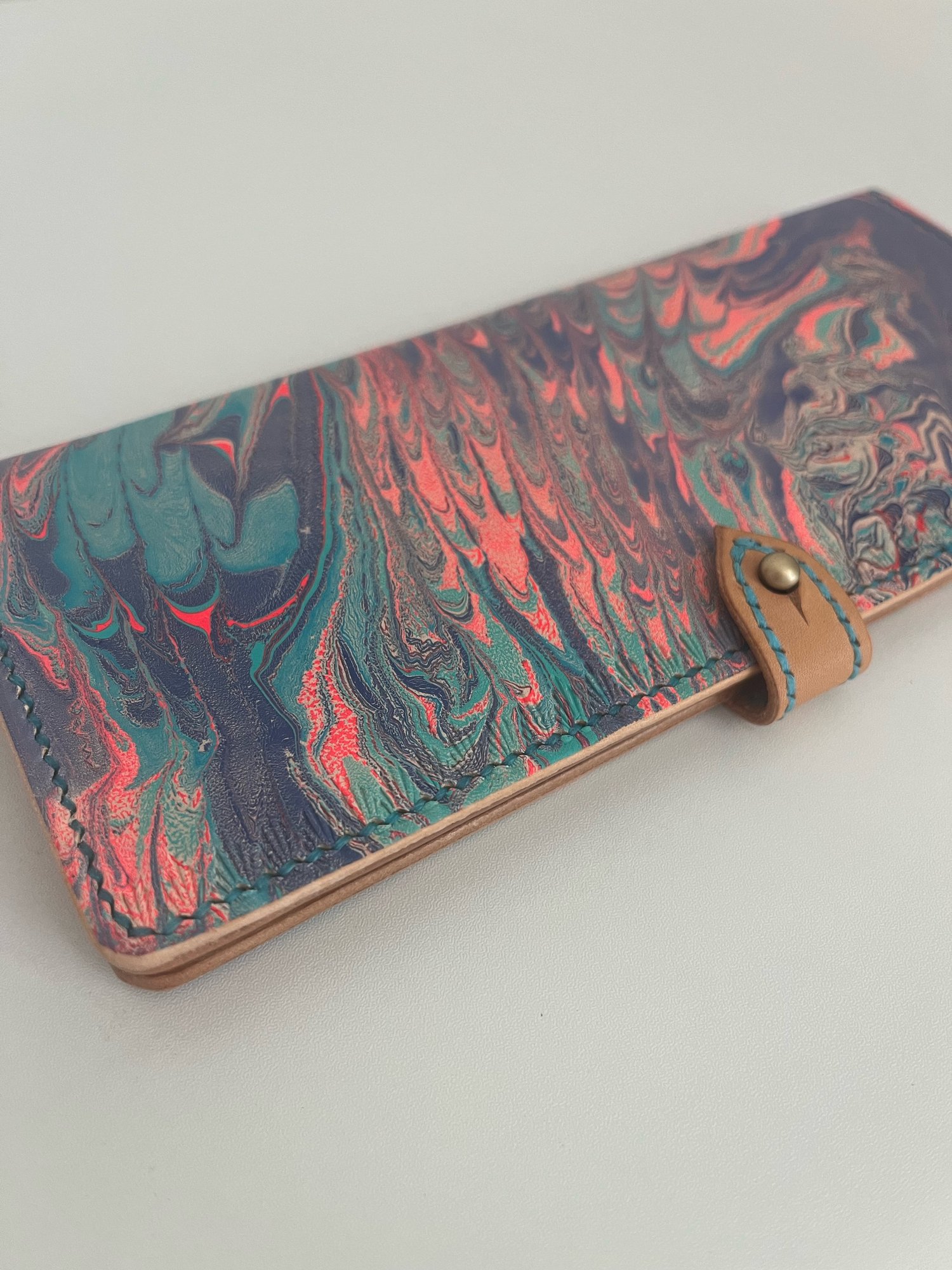 Image of Pink/Turquoise Marbled Long Wallet