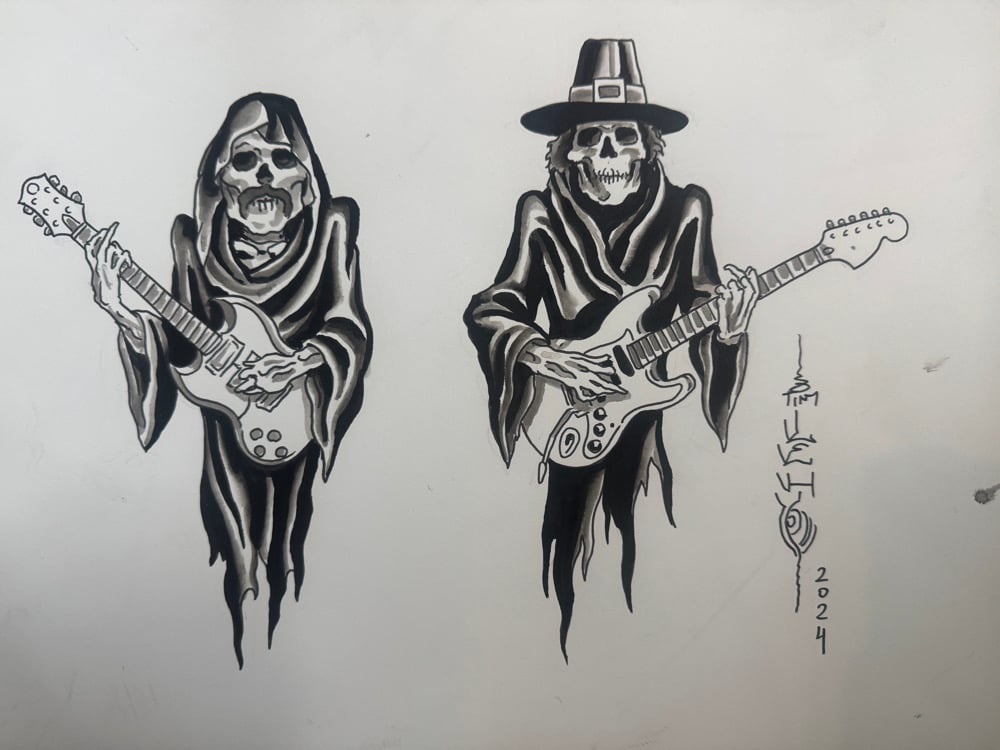 Image of Tim Lehi “Reaper Wolf Book Page #105” Painting