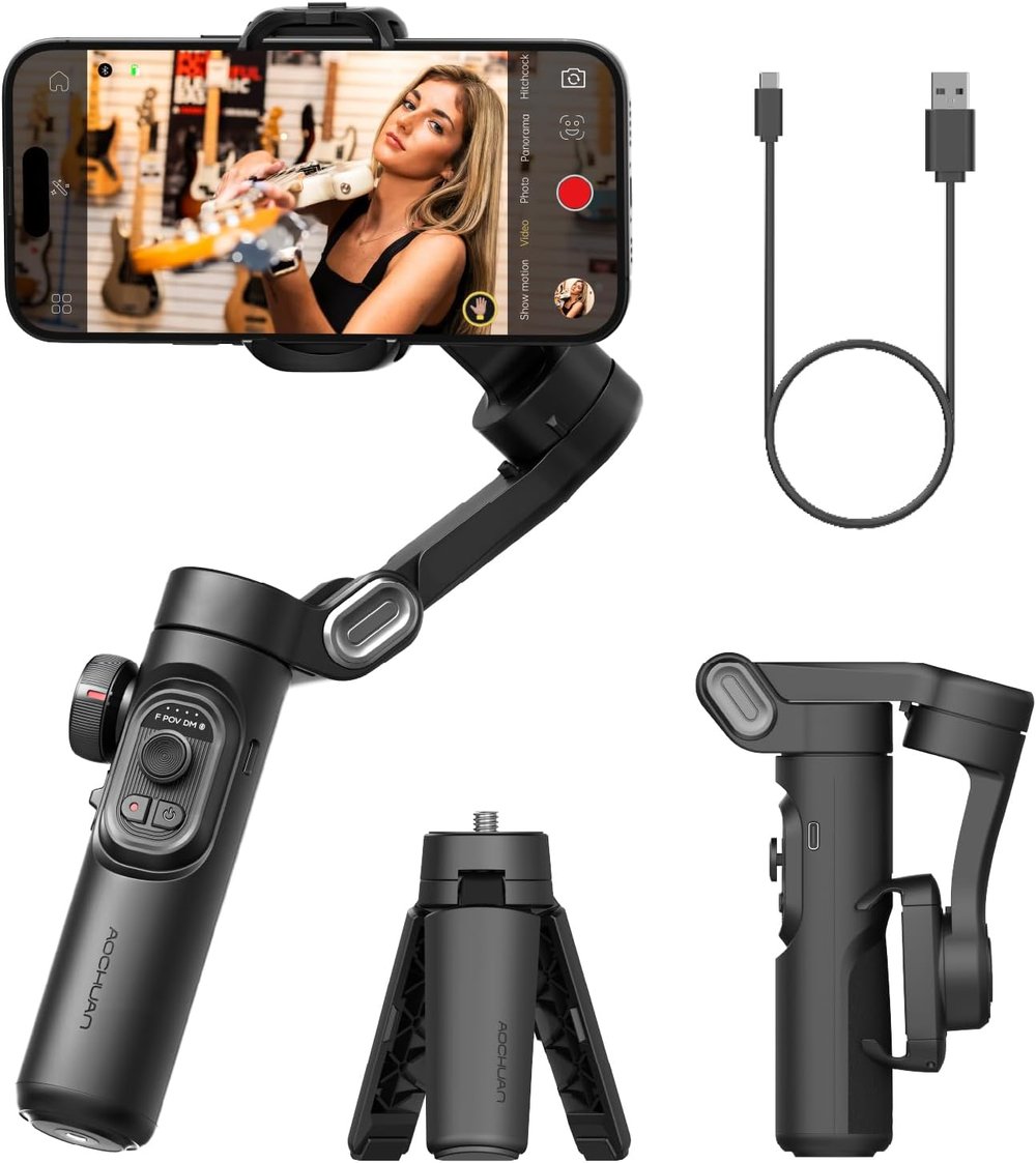 Image of AOCHUAN 3-Axis Handheld Gimbal Stabilizer SmartXE for Smartphone for iPhone Android AI Face Tracking