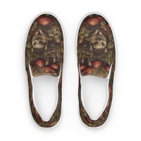 Image 1 of Boho Nature Cottagecore Inspired Hedgehogs Among Mushrooms Men’s slip-on canvas shoes