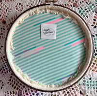 Image 5 of 8”  Pink, Blue, and Gold Abstract Hoop Art