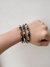 Image 2 of Black Flower Agate Wrap Bracelet & Necklace 