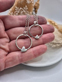 Image 2 of Hammered Ring Necklace with Heart