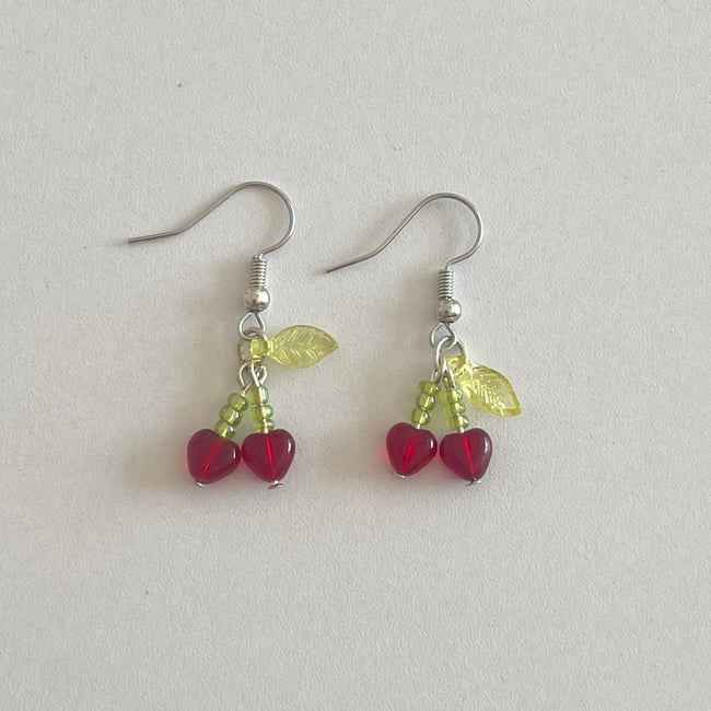 mini red cherry earrings