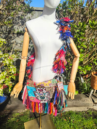 Image 6 of FRILL body cross Sari bag with ruffle -large detachable strap- Hamsa Hand 2