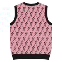 Image 8 of Eugene Teal - Frog with Knife Knit V-neck Vest - Pik and Black