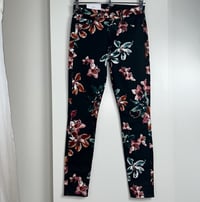 Image 2 of 7 FOR ALL MANKIND black floral skinny ankle jeans 