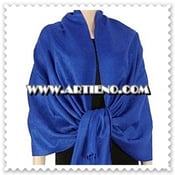 Image of A GORGEOUS DEEP ROYAL BLUE JACQUARD PAISLEY PASHMINA SHAWL, WRAP, SCARF