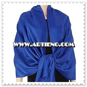 Image of A GORGEOUS DEEP ROYAL BLUE JACQUARD PAISLEY PASHMINA SHAWL, WRAP, SCARF