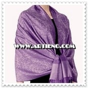 Image of AN ELEGANT PURPLE JACQUARD PAISLEY PASHMINA SHAWL, WRAP, SCARF