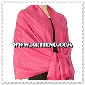 Image of AN ELEGANT HOT PINK FUCHSIA JACQUARD PAISLEY PASHMINA SHAWL, WRAP, SCARF