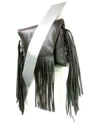 Image 3 of Major Fringed Black Leather Clutch