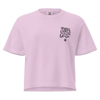 Image 1 of LOVEDCGOGO " PRETTY GIRLS LOVE" Embroidered Women’s heavyweight boxy tee (see color options)