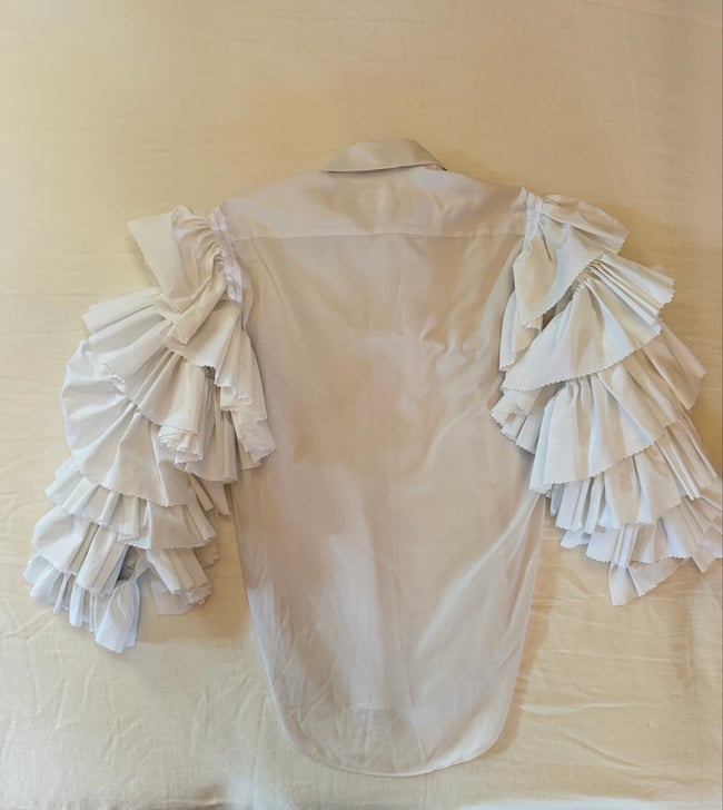 vintage white flamenco ruffle blouse 60s 70s
