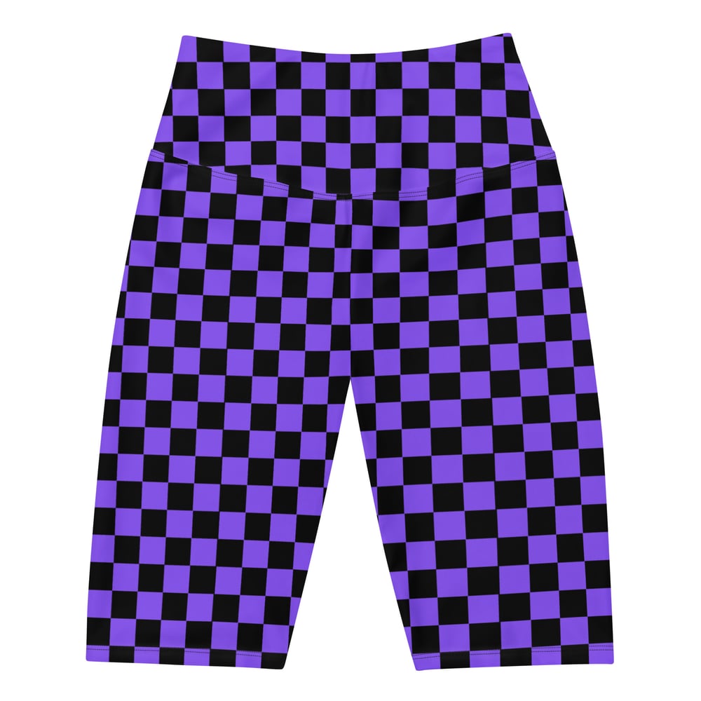 Purple Checker Bike Shorts