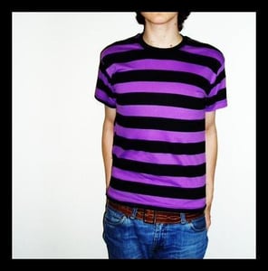 Image of Thrifty Beatnik: Black And Purple Stripy Alternative T-Shirt