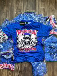 Blue skully t shirt