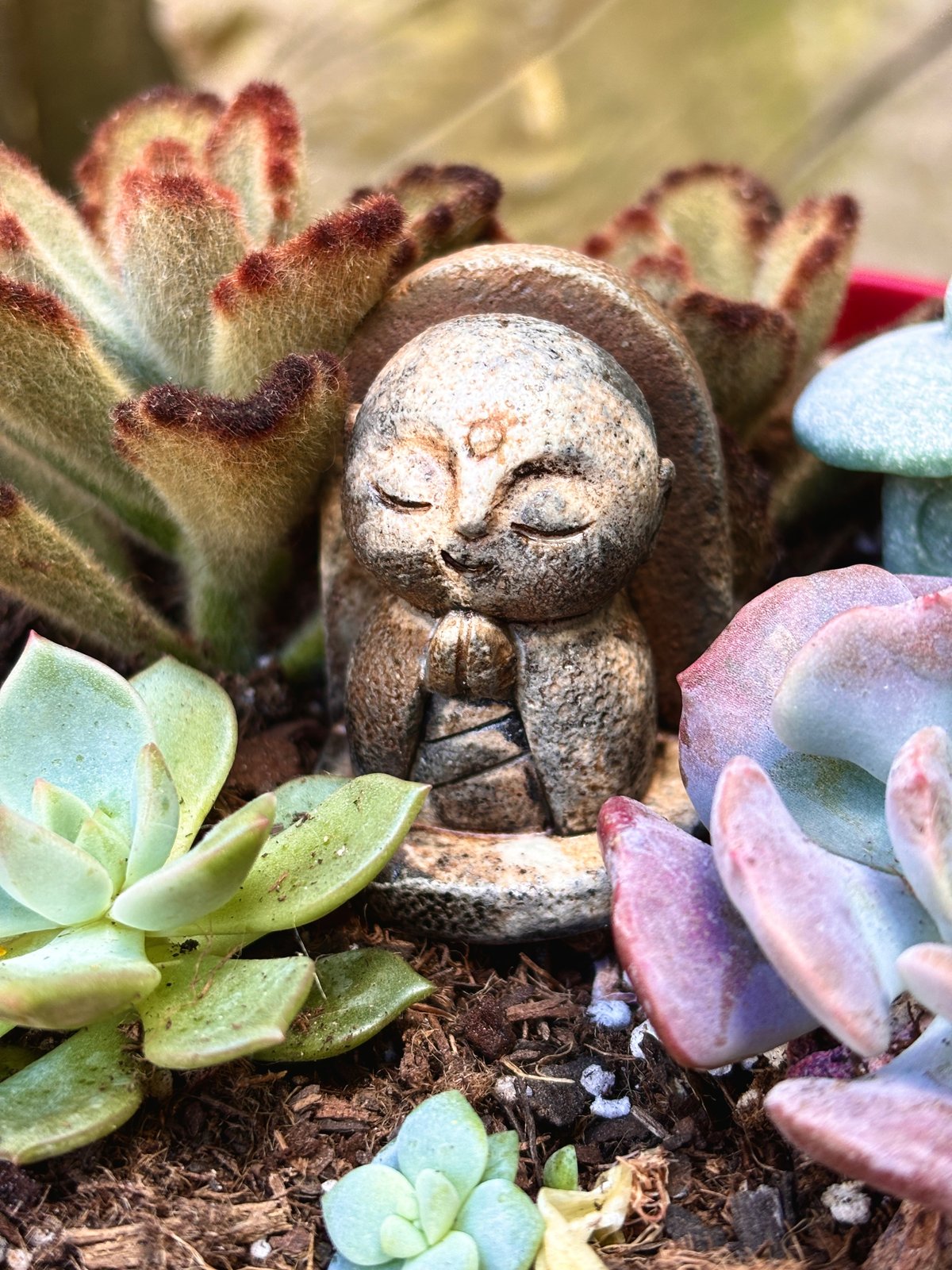Weathered Monk Cement Zen Garden Statue | Owlberry Lane