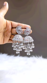 Image 4 of Anna_Big American Diamond Earrings/Jhumka
