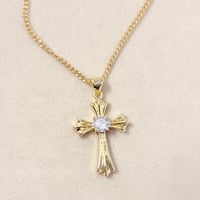 Image 1 of White Stone Cross Necklace.
