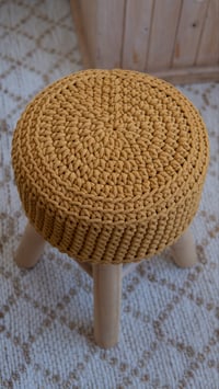 Image 2 of Crochet Foot Stool | Mustard 