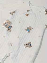 Image 2 of Ribbed Teddy Bear Wrap Around Sleepsuit