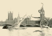 Image of Gaia Octopus at Westminster  Pop Surreal SteamPunk High Quality Silkscreen Print Art Surrealism 
