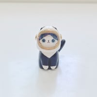 Image 1 of Tuxedo cat with astronaut helmet ceramic figurine (helmet cover version)