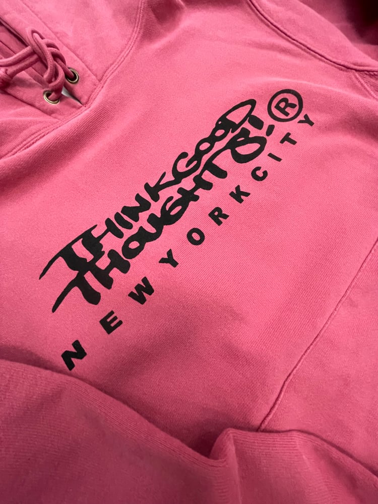 Image of Reverse Weave® Garment-Dyed Original Logo Hoodie - Crimson Craze