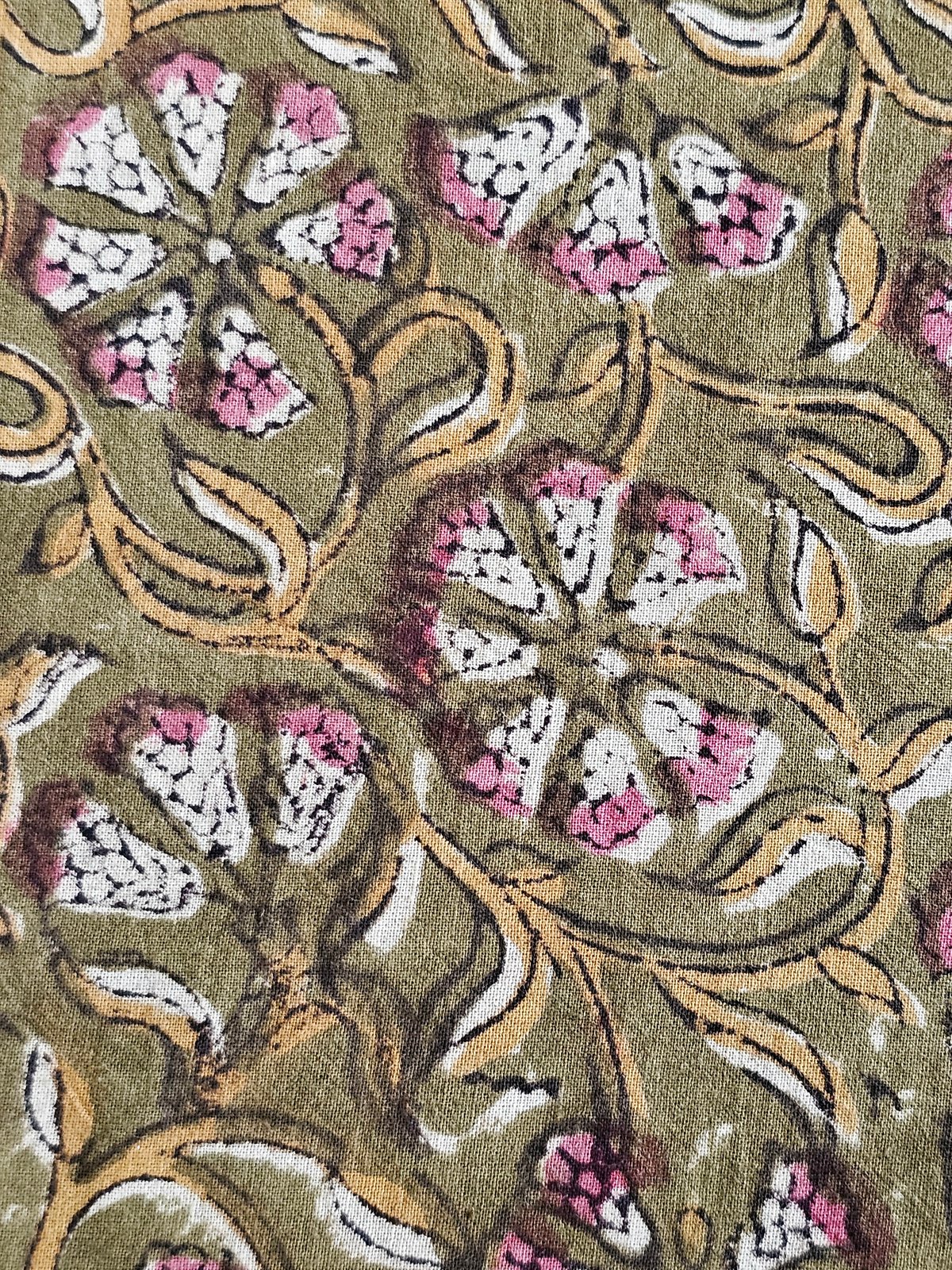 Image of Namaste fabric fleur et kaki