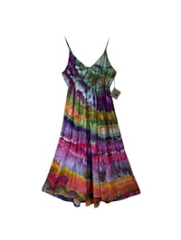 Image 2 of L Woven Tiered Lightweight Long Sundress in Tropical Agate Ice Dye