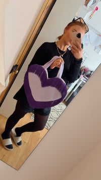 Image 4 of 💜 Lilac Tassel Tote Bag – Limited Edition Teddy Fur Fringe Heart Bag ✨