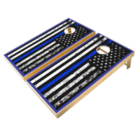 Image 1 of Cornhole Set Police Theme Flag 