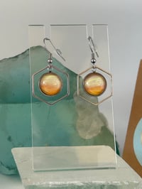 Image 2 of Fluid art honeycomb frame earrings