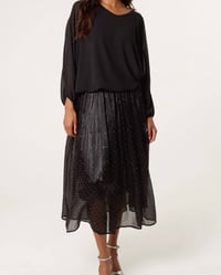 DIAMANTE EMBELLISHED SHIMMER MIDI SKIRT
