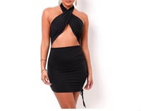 Image 4 of Women's Clothing Fashion Fashion Backless Slim Fit Dress Halterneck