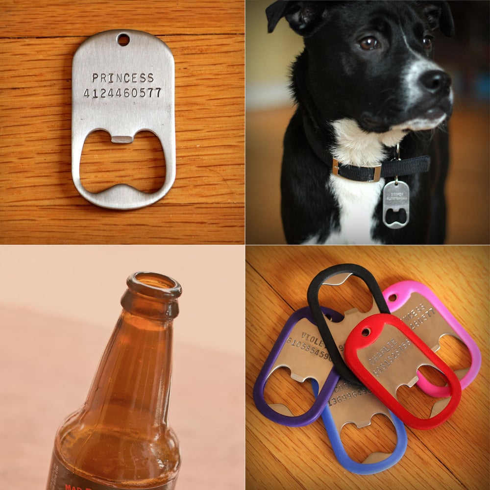 Dog collar beer top opener