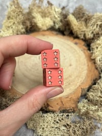 Image 1 of D6 Dice Pair Brick Red with Bronze Star Pips