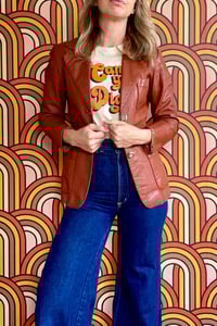 Image 1 of Vintage 70s tan leather jacket XS/S