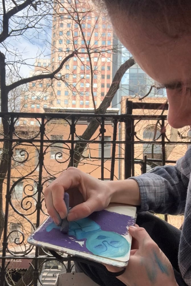 Image of moon girl 5x5 mini art print