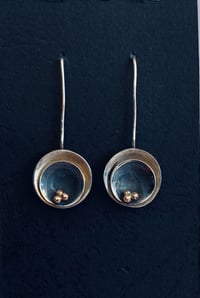 Image 1 of Silver and gold double dome earrings 