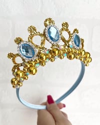 Image 1 of Baby Blue & Gold Princess tiara crown princess dress up hair accessories 