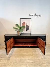 Image 2 of Long Curved Nathan Sideboard in Black with Antique Bronze Handles