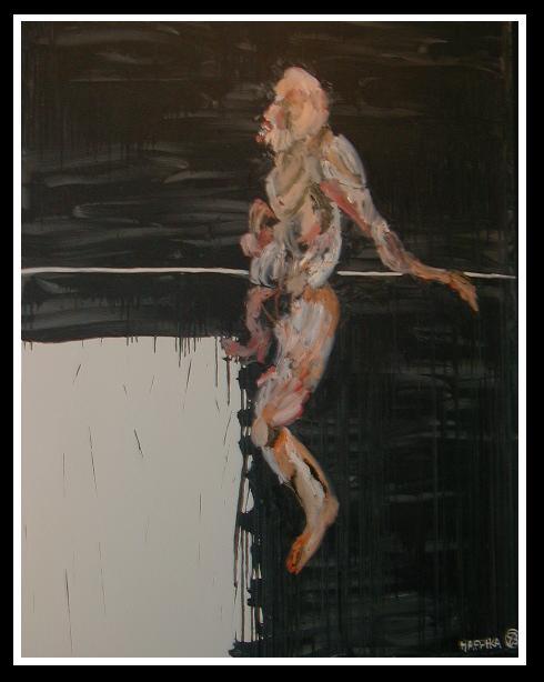 Image of Modern Male Nude Expressionist Oil Painting by Michael Hafftka - Slice